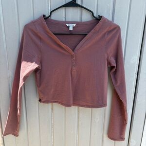 Organic Basic Mauve Cropped Henley